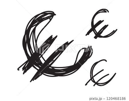 Hand drawn euro icon, European currency sign, coin symbol, euro drawing, price vector illustration 120468186