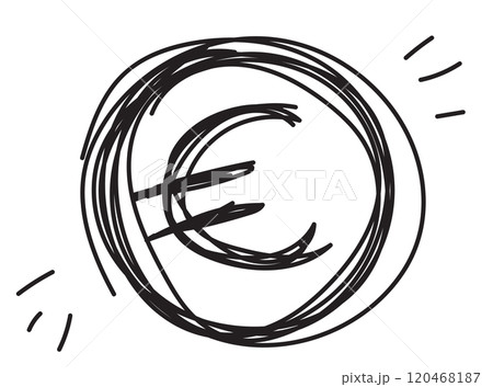 Hand drawn euro icon, European currency sign, coin symbol, euro drawing, price vector illustration 120468187