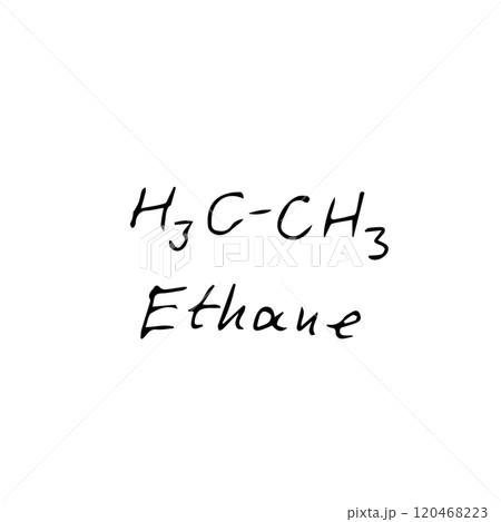 ethane molecule formula. Hand drawn imitation of ethane structural model 120468223