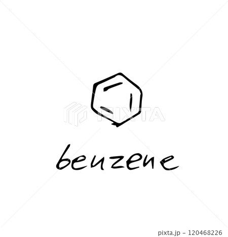Benzene molecule formula. Hand drawn imitation of benzene structural model Benzene molecule formula. Hand drawn imitation of benzene structural model 120468226