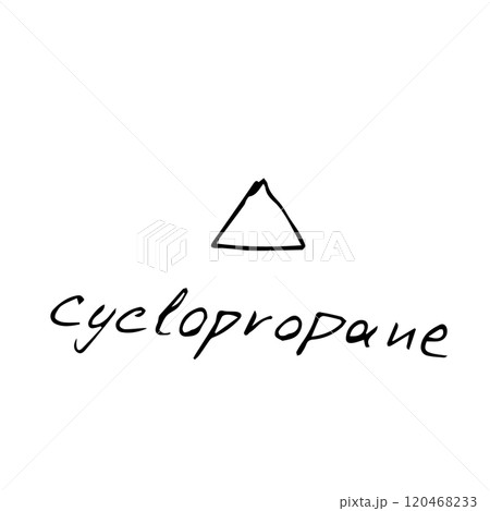 cyclopropane molecule formula. Hand drawn imitation of cyclopropane structural model cyclopropane molecule formula. Hand drawn imitation of cyclopropane structural model 120468233