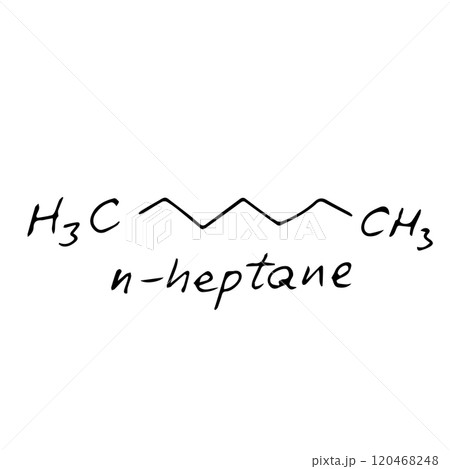 n-heptane molecule formula. Hand drawn imitation of n-heptane structural model n-heptane molecule formula. Hand drawn imitation of n-heptane structural model 120468248