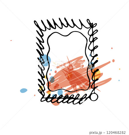 Hand drawn frame icon. Border line doodle sketch, square spiral frame scribble design element isolated 120468282