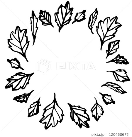 Frame with space for text with hand drawn botanical line art of flowers and leaves. Elegant template for crafting, invitations, and minimalist decor. vector illustration for creative projects. Frame with space for text with hand drawn botanical line art of flowers and leaves. Elegant template for crafting, invitations, and minimalist decor. vector illustration for creative projects. 120468675
