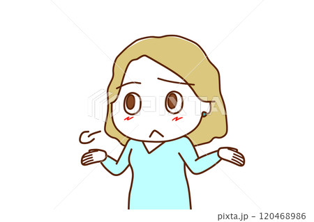 （上半身斜め）呆れてあららとため息をつく白人女性 120468986