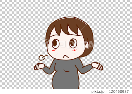 (上半身斜め)呆れてあららとため息をつく妊婦 (上半身斜め)呆れてあららとため息をつく妊婦 120468987