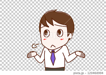 (Upper body tilted) A man sighing in exasperation (Upper body tilted) A man sighing in exasperation 120468994
