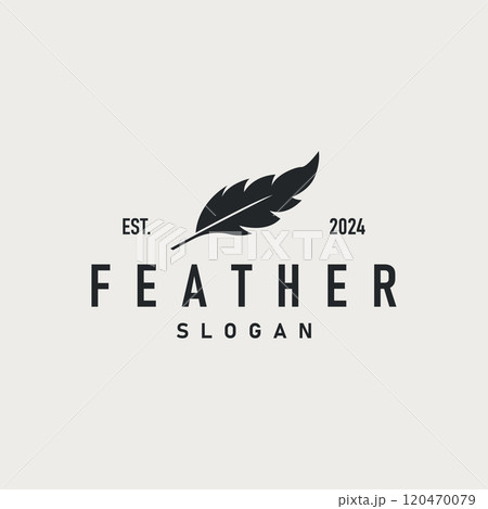 Feather Logo Design Minimalist Vector Template 120470079