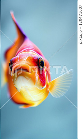 Colorful goldfish swimming gracefully in a serene aquarium setting Colorful goldfish swimming gracefully in a serene aquarium setting 120471007