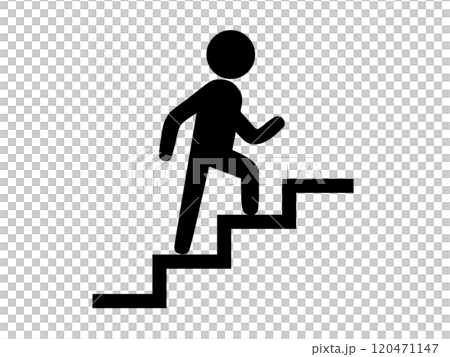 Icon (pictogram) of a person climbing stairs Icon (pictogram) of a person climbing stairs 120471147