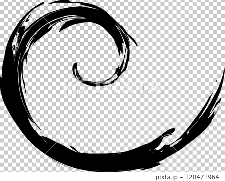 螺旋の墨・筆の和風エフェクト装飾イラスト素材 120471964