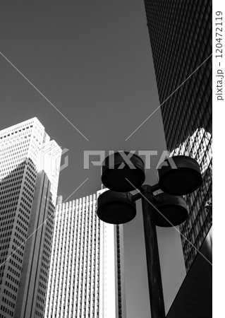 新宿副都心の風景 議事堂北交差点からの高層ビル 2024.11　a-5 モノクロ 120472119