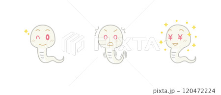 ヘビイラスト3種02ウインクビックリお金(●白)|クリップアート ヘビイラスト3種02ウインクビックリお金(●白)|クリップアート 120472224