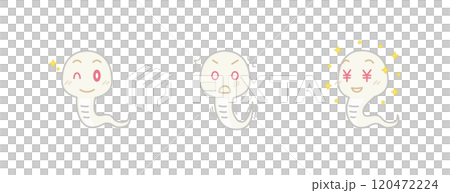 Snake illustration 3 types 02 Wink Surprise Money (● White) | Clip art 120472224