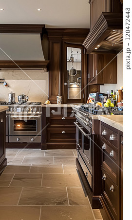 Bespoke kitchen design, country house and cottage interior design, English countryside style renovation and home decor idea 120472448