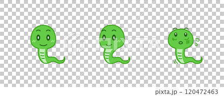 ヘビイラスト3種01ノーマル・頭上注意（緑）｜クリップアート 120472463