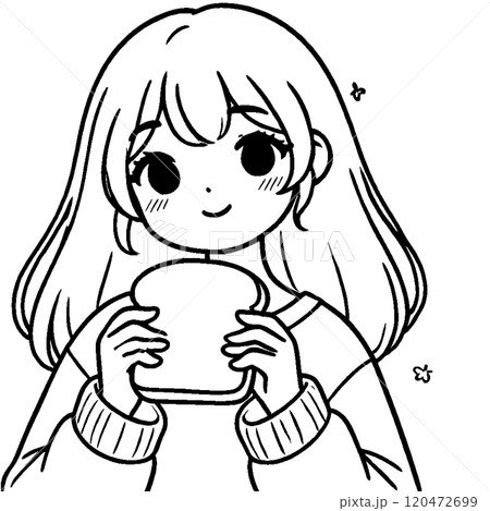 パンを食べる女の子 120472699