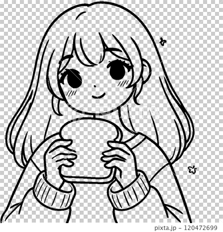 パンを食べる女の子 120472699