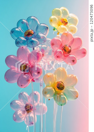 Beautiful flower from balloons on background Beautiful flower from balloons on background 120473096