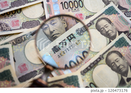 お金と虫眼鏡 120473176