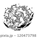ウサギパーカーとブーツ 120473798