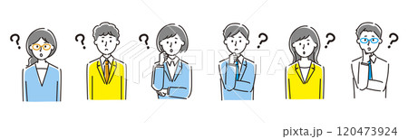 困った顔の会社員の上半身のイラストセット 120473924