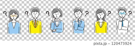 困った顔の会社員の上半身のイラストセット 120473924
