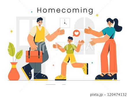 Homecoming Vector Illustration featuring a Joyous Moment of Reunion, Welcoming Someone Back Home in a Flat Style Cartoon Background 120474132
