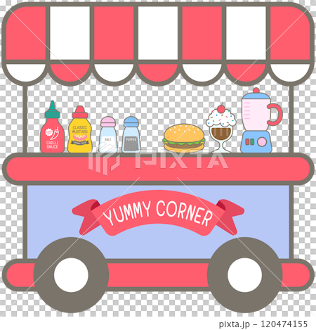 Kid Hand Drawn Cute Yummy Food Stall 120474155