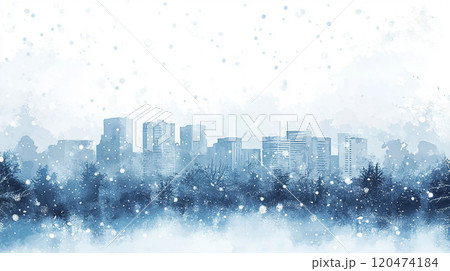 冬の都心の街の風景　雪　 120474184