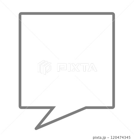 シンプルな正方形の吹き出し3(グレー・線画のみ) シンプルな正方形の吹き出し3(グレー・線画のみ) 120474345
