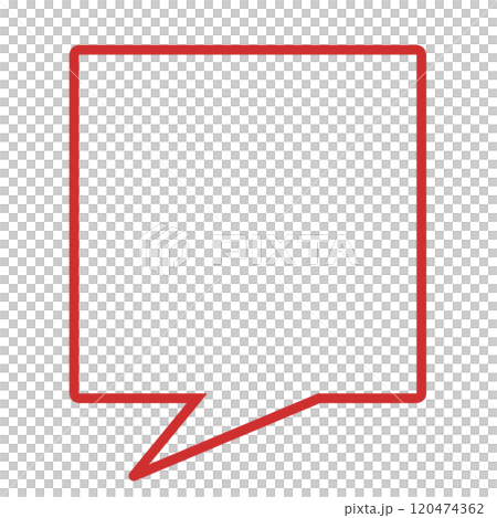 シンプルな正方形の吹き出し3（赤・線画のみ） 120474362