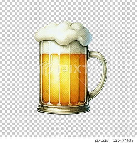 Realistic illustration of a golden cold beer mug 120474635