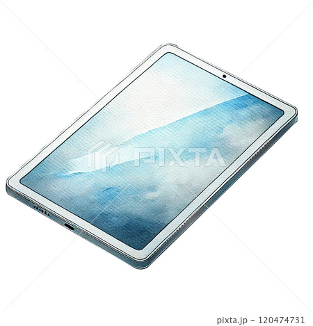 シンプルなタブレットと淡い水彩デザインの抽象イラスト 120474731