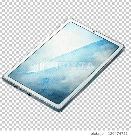 シンプルなタブレットと淡い水彩デザインの抽象イラスト 120474731