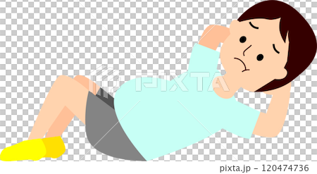 肥胖男子做仰臥起坐 120474736