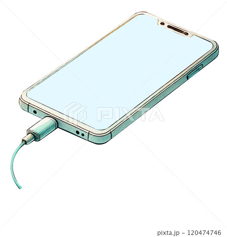 充電中のスマートフォンを描いたリアルでシンプルなイラスト 120474746