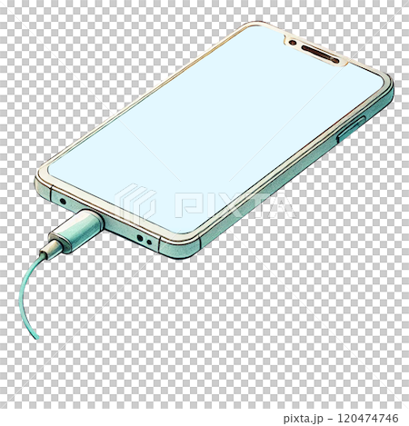 充電中のスマートフォンを描いたリアルでシンプルなイラスト 120474746