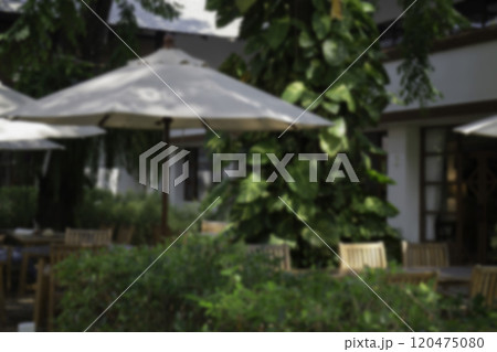 Outdoor coffee shop with natural garden Outdoor coffee shop with natural garden 120475080