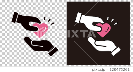Icon set of hands passing a heart representing love _ Silhouette _ Surprise Icon set of hands passing a heart representing love _ Silhouette _ Surprise 120475261