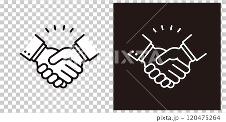 Simple hand illustration set for shaking hands _ thick line icon _ suit 120475264