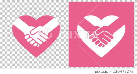 ハート型の中に握手している腕が入ったイラスト_シルエット ハート型の中に握手している腕が入ったイラスト_シルエット 120475278