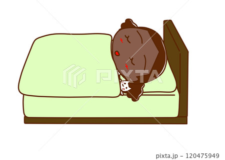 ベッドでぐっすりスヤスヤと眠るアフリカ系少女 ベッドでぐっすりスヤスヤと眠るアフリカ系少女 120475949