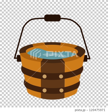 帶有手柄的木桶盛水的插圖 120475971
