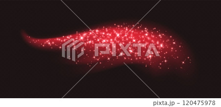 Red magic cloud with sparkles, stardust sparkling decoration. Glowing glitter smoke trail. Red magic cloud with sparkles, stardust sparkling decoration. Glowing glitter smoke trail. 120475978