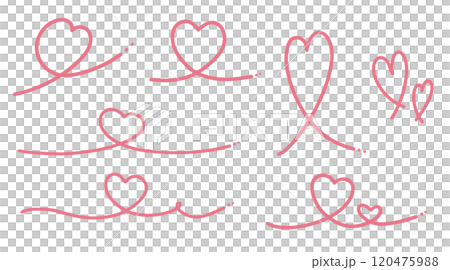 Vector set of hand-drawn line hearts with curls 120475988