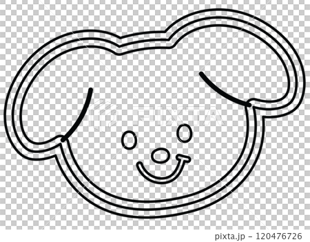 Outline of puppy face for kid colouring book, art, painting, animal, tattoo, pet shop, vet, dog cartoon, character, comic, mascot, cute patch, brooch, adopt and rescue pet, foster home, shelter 120476726