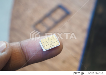 A sim card for a smart phone on finger A sim card for a smart phone on finger 120476764