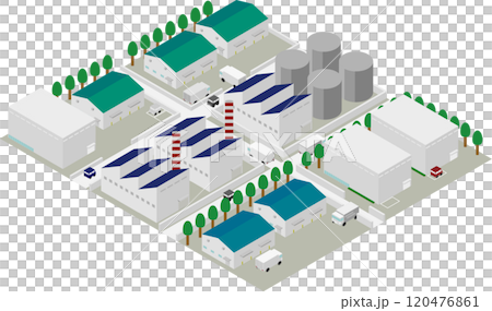 Isometric cityscape with factories and warehouses 120476861