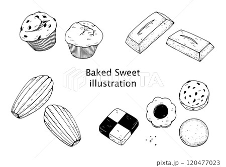 焼菓子の線画セット 120477023